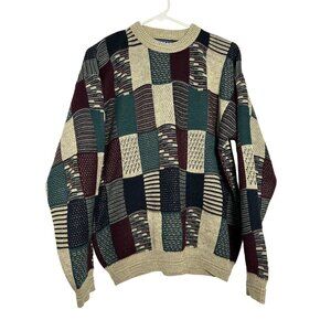 Vintage Jantzen Classics Patchwork Knit Sweater Medium